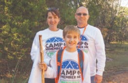 Campers from camp remember me pose while on a nature hike