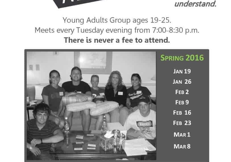 2016 Spring Young Adults Grief Support Group flyer