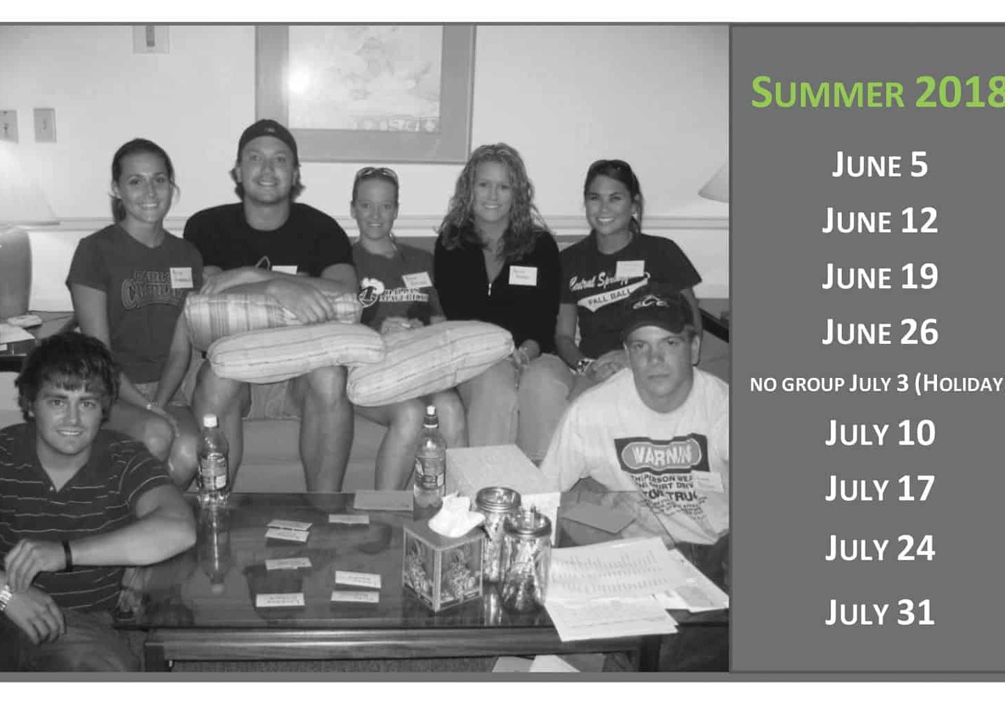 2018 Summer Young Adults Grief Support Group flyer_schedule_web